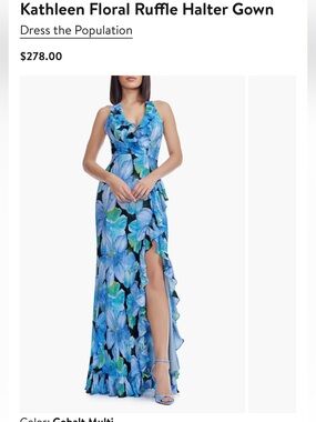 dress the population brooke gown Dress The Population Brooke Twist Front Gown in Graphite Blue